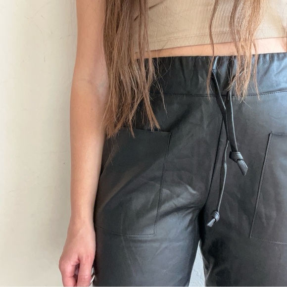 Zara Pants - Zara Cropped Faux Leather Drawstring Pants